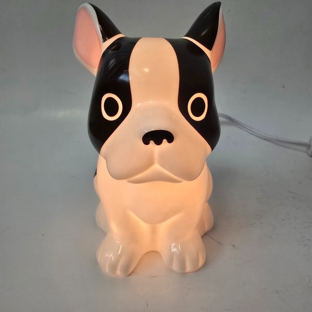 French Bulldog Black & White Ceramic Night Light Lamp